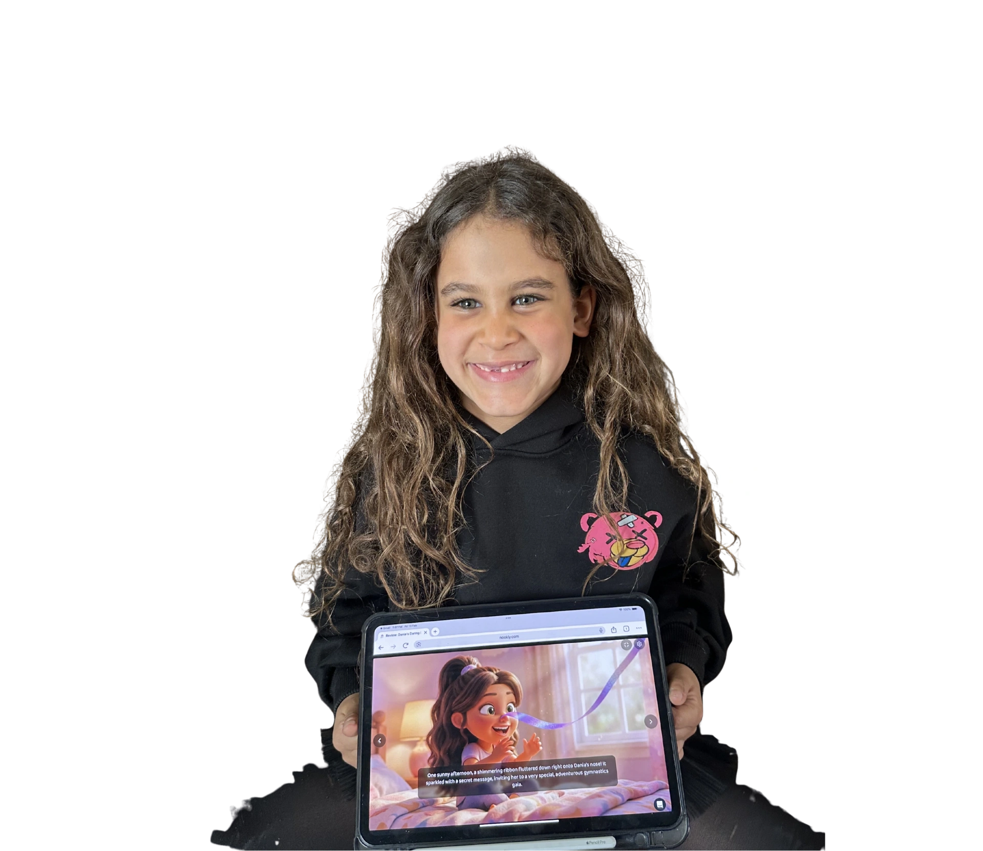 Child reading a glowing personalized storybook